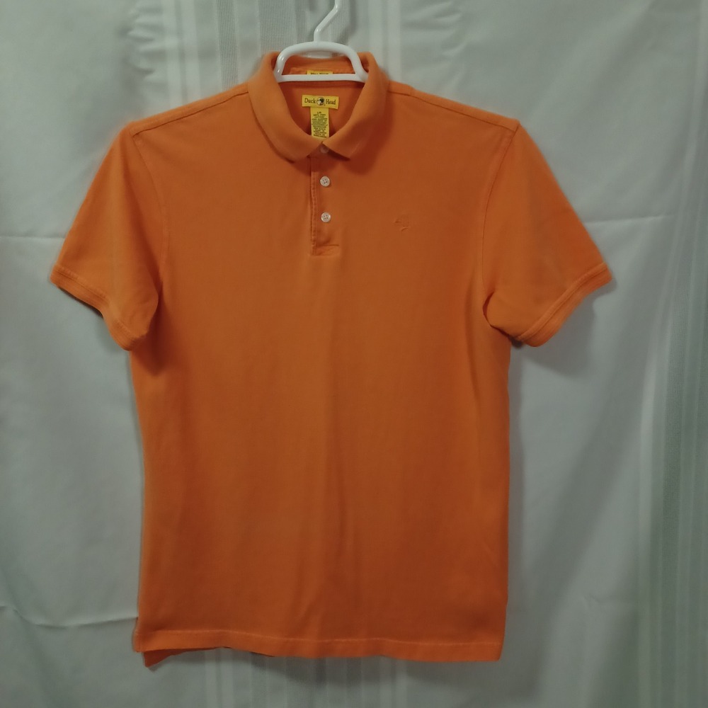 Duck Head Polo Shirt Mens L Orange Pima Pique Short Sleeve Embroider Logo Casual